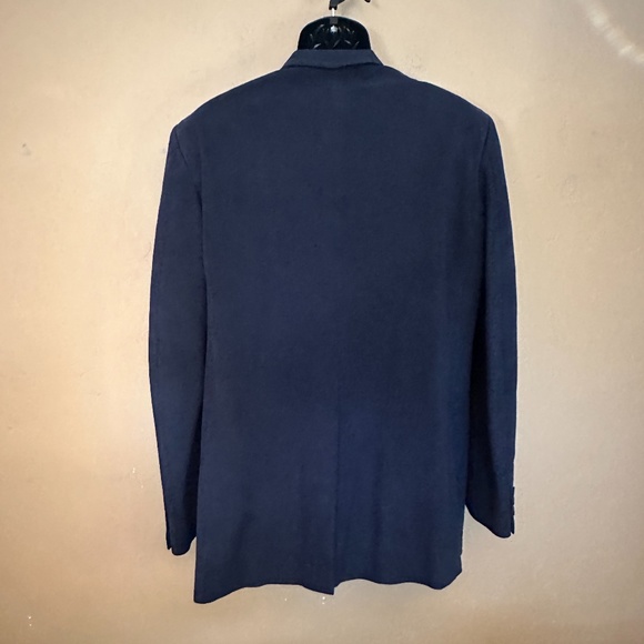 Halston Vintage Ultrasuede Navy Blazer 44R Gently worn Halsuede fabric 2 button - Picture 3 of 4
